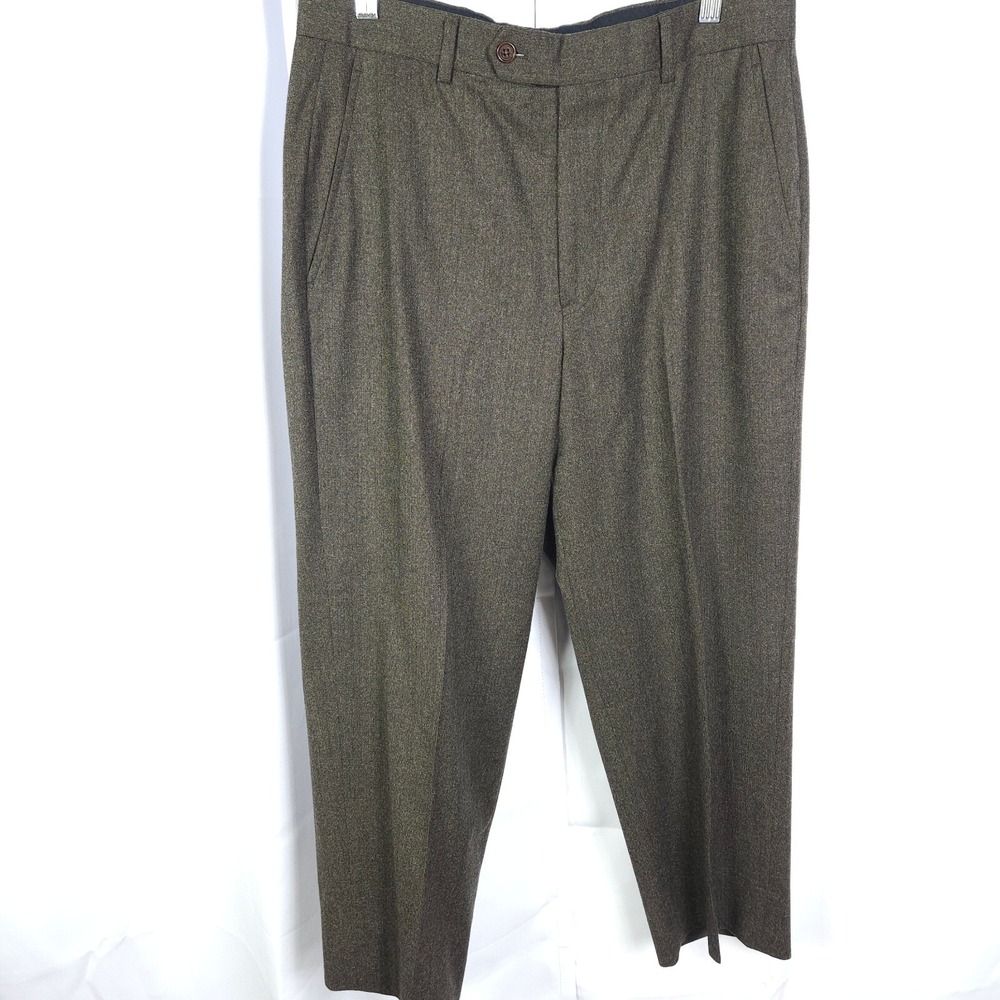 Brooks Brothers Brownish Gray Flat Front Wool Dress Pants Mens 33x26